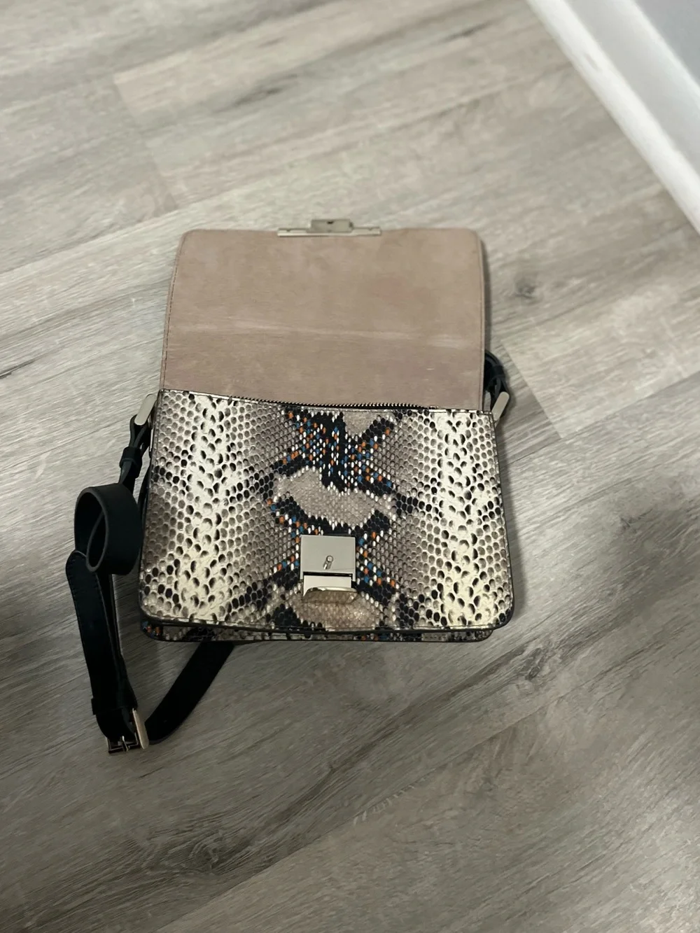 Massimo Dutti Genuine Leather Snake Print Crossbody Bag NWOT